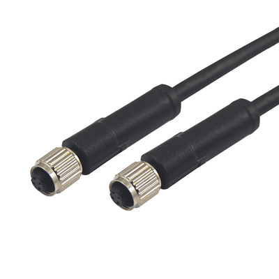 TPU GF IP67 M5 3 Pin Connector Straight To Female moldou o PVC de 0.5m