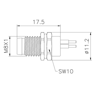 Conector impermeável IP67 3 do soquete M8 da flange montagem 250V do PWB de 8 Pin